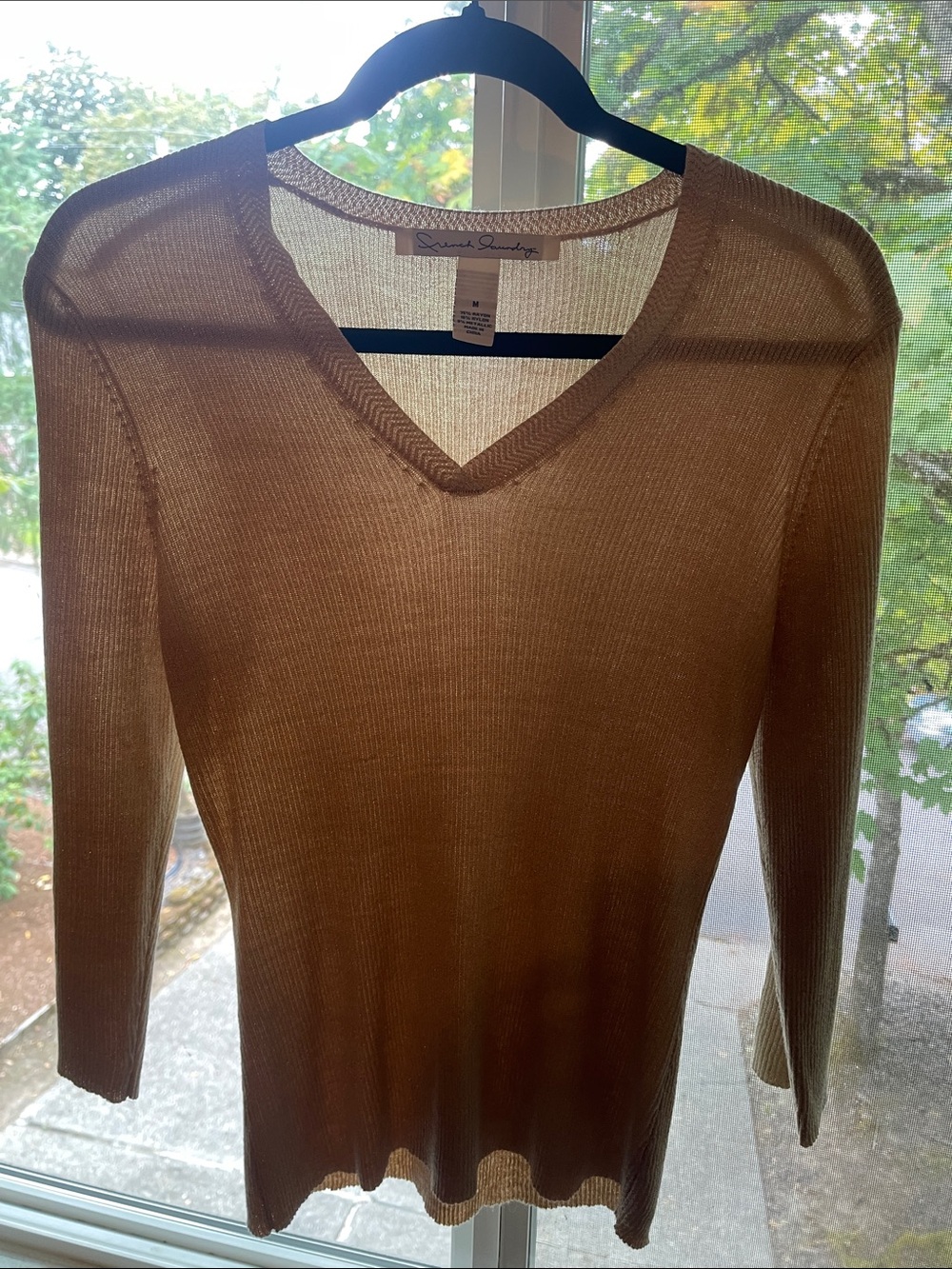 French Laundry Light Brown V-Neck Sweater